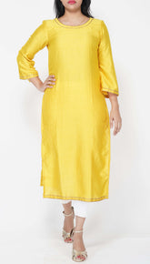 Yellow Silk Kurti